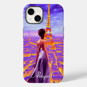 Personalized Beautiful Girl Eiffel Tower Paris Case-Mate iPhone 14 Case