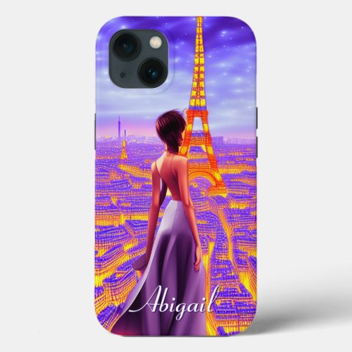 Personalized Beautiful Girl Eiffel Tower Paris iPhone 13 Case