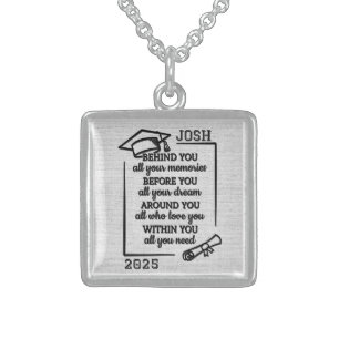 Personalized Beautiful Graduation Sterling Silver Necklace