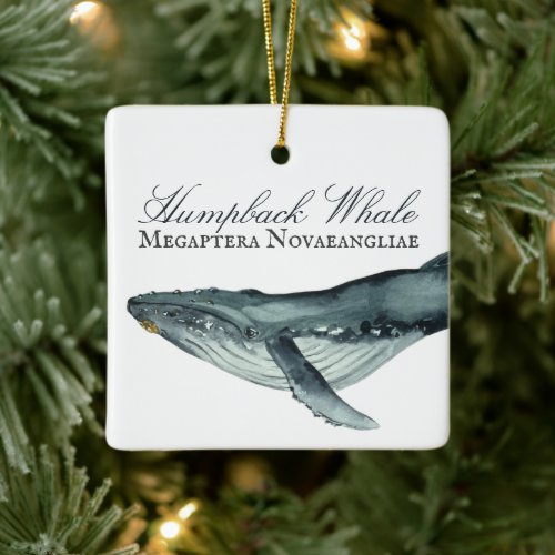 Personalized Beautiful Humpback Whale Christmas Ceramic Ornament