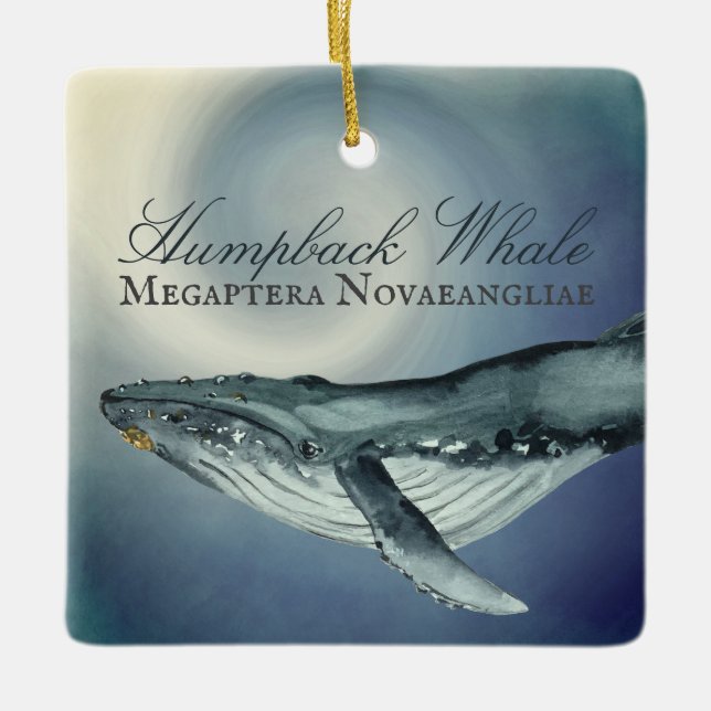 Personalized Beautiful Humpback Whale Christmas Ceramic Ornament (Front)