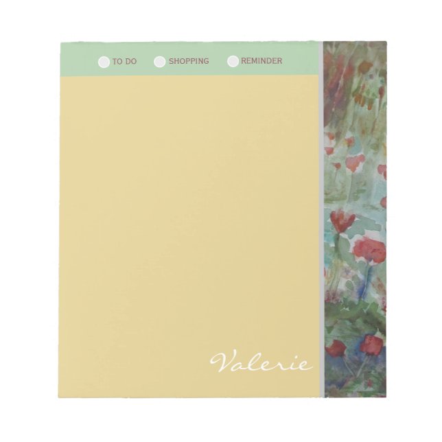 Personalized Beautiful Meadow Shopping List Notepad (Front)