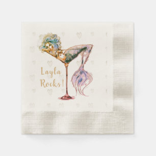 Personalized Beautiful Mermaid Martini Napkins