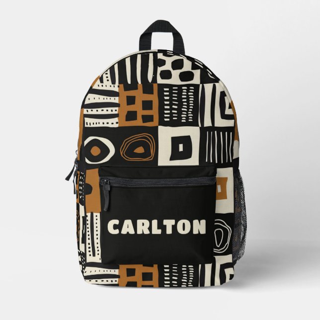 Personalized Beautiful Mud Cloth African  Printed Backpack (Front)