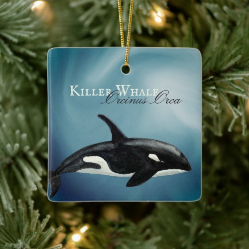 Personalized Beautiful Orca Killer Whale Christmas Ceramic Ornament