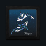 Personalized Beautiful Orca Whales Jewelry Box<br><div class="desc">Personalized Beautiful Orca Whales Compact Mirror with a starry background in shades of blue,  white and black.  This design is great for everyday use and makes a great wedding party gift for bridesmaids. ~</div>