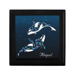 Personalized Beautiful Orca Whales Jewelry Box