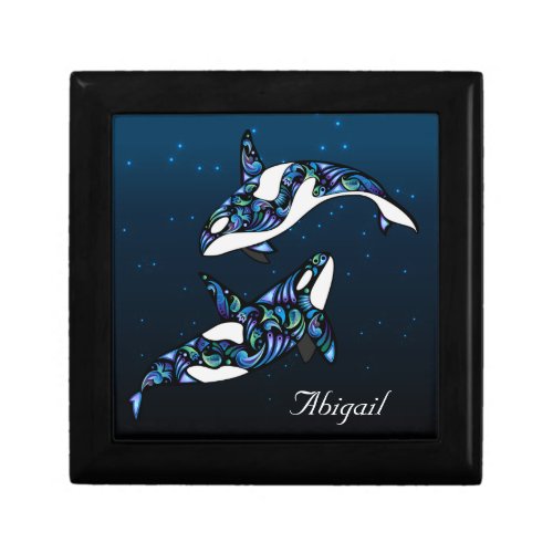Personalized Beautiful Orca Whales Jewelry Box