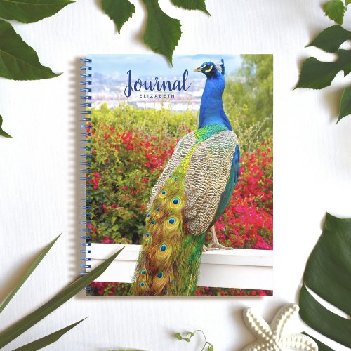 Personalized Beautiful Peacock Photo Journal