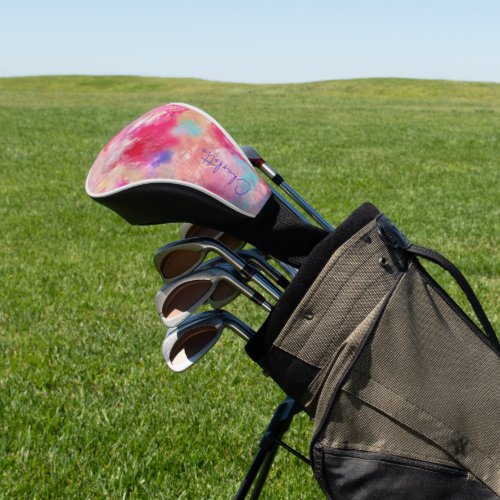 Personalized Beautiful Pink Colorful Abstract Golf Head Cover