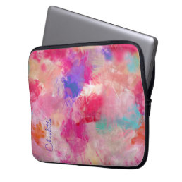 Personalized Beautiful Pink Colorful Abstract Laptop Sleeve