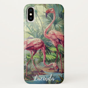 Personalized Beautiful Pink Flamingo Mural iPhone X Case