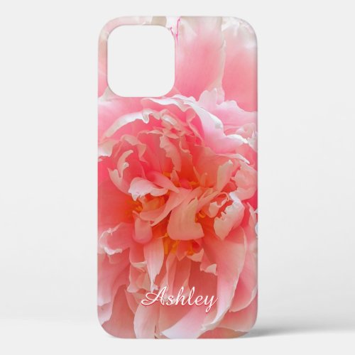 Personalized Beautiful Pink Hawaiian Coral Peony iPhone 12 Case