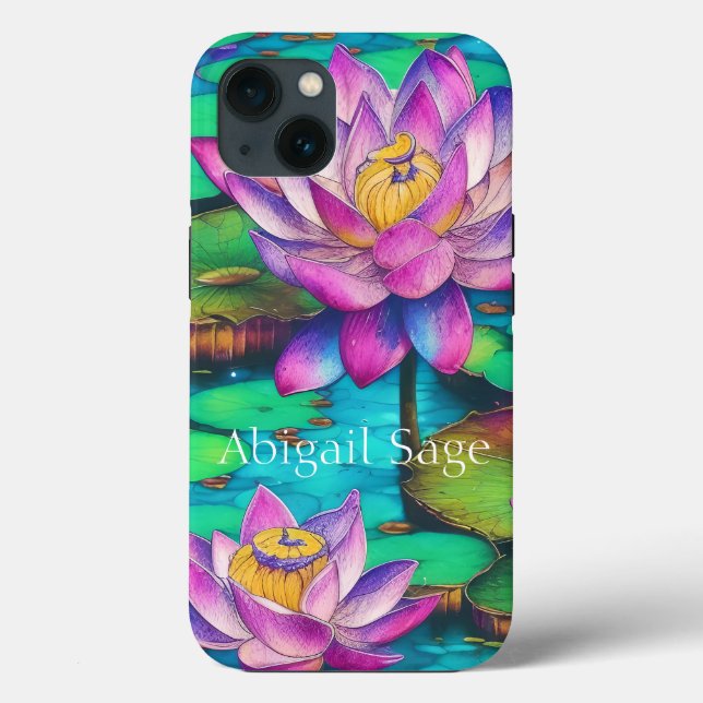 Personalized Beautiful Pink Lotus Flower Scene Case-Mate iPhone Case (Back)