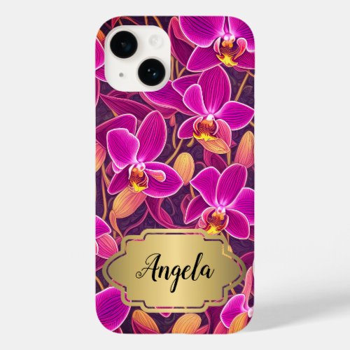 Personalized Beautiful Purple Pink Orchid Design Case_Mate iPhone 14 Case