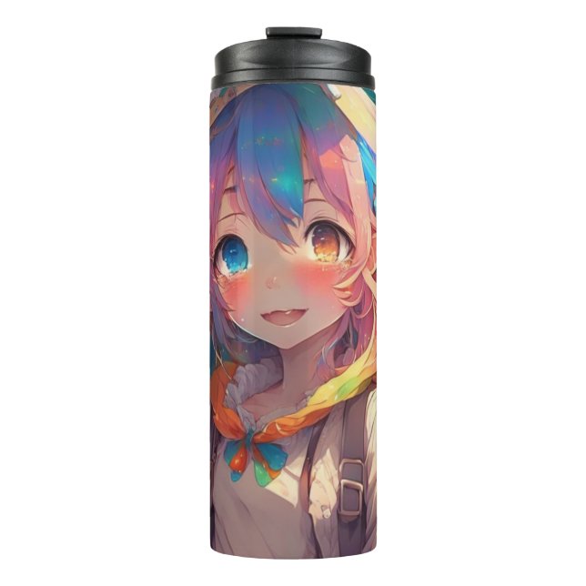 Personalized Beautiful Rainbow Anime Girl Thermal Tumbler (Front)