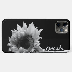 Personalized Beautiful Sunflower in Black & White iPhone 11 Pro Max Case