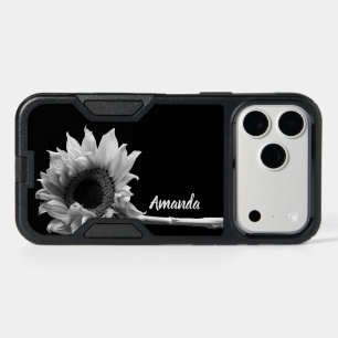 Personalized Beautiful Sunflower in Black & White iPhone 17 Pro Max Case