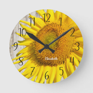 Personalized Beautiful Sunflower Round Clock