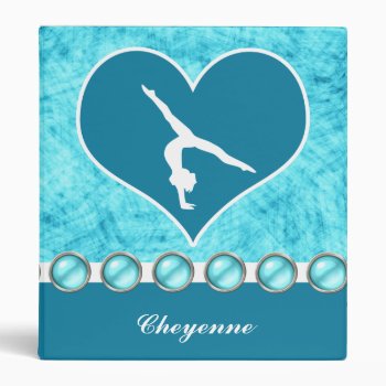 Personalized Beautiful Turquoise Gymnastics 3 Ring Binder by GollyGirls at Zazzle