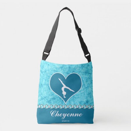 Personalized Beautiful Turquoise Gymnastics Crossbody Bag