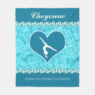 Personalized Beautiful Turquoise Gymnastics Fleece Blanket
