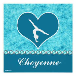 Personalized Beautiful Turquoise Gymnastics Poster