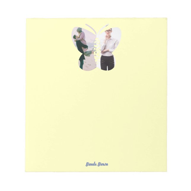 Personalized Beautiful Two Photo Butterfly Custom  Notepad (Front)
