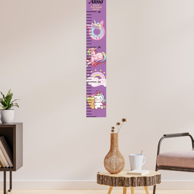 Personalized Beautiful Unicorn Girls Growth Chart (Living Room 3)