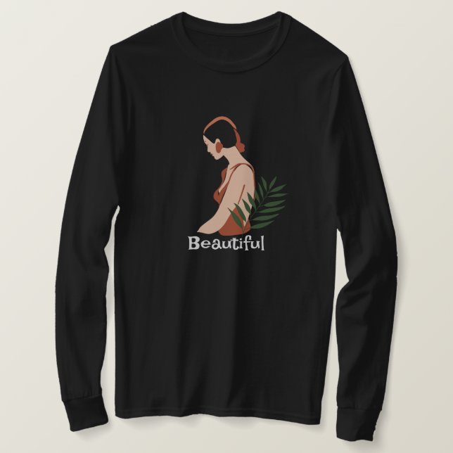 Personalized Beautiful woman in the pond Black T-Shirt (Design Front)