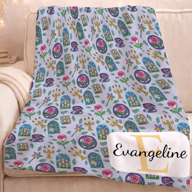 Personalized Beauty and the Beast Book Girl Fleece Blanket (Creator Uploaded)
