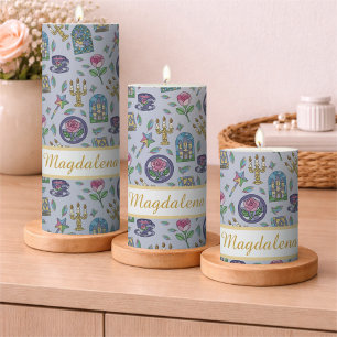 Personalized Beauty and the Beast Book Girl Pillar Candle