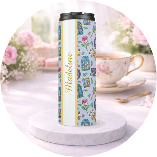 Personalized Beauty and the Beast Book Girl Thermal Tumbler