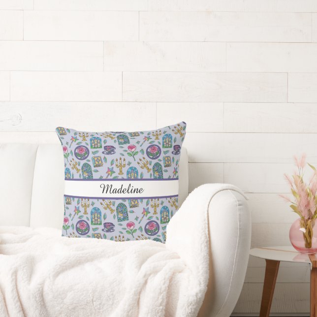 Personalized Beauty and the Beast Book Girl Throw Pillow (Couch)