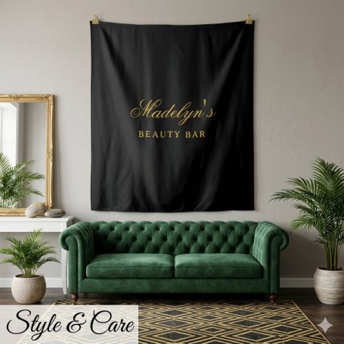 Personalized Beauty Bar Info Stylish Custom Black Tapestry