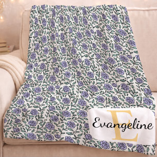 Personalized Beauty Beast Garden Rose Purple Fleece Blanket