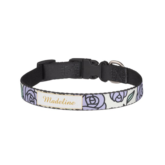 Personalized Beauty Beast Garden Rose Purple Pet Collar (Front)