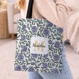 Personalized Beauty Beast Garden Rose Purple Tote Bag