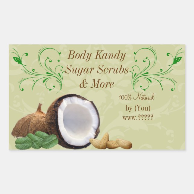 Personalized Beauty Business Coconut Scroll Label (Front)