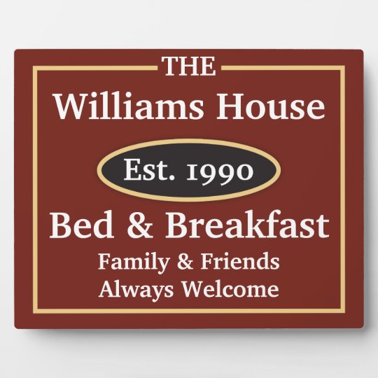 Personalized Bed &amp; Breakfast Sign Plaque | Zazzle.com