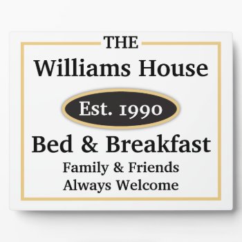 Personalized Bed & Breakfast Sign - White Plaque by cbendel at Zazzle