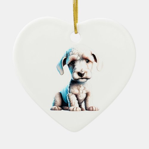 Personalized Bedlington Terrier Puppy Ceramic Ornament