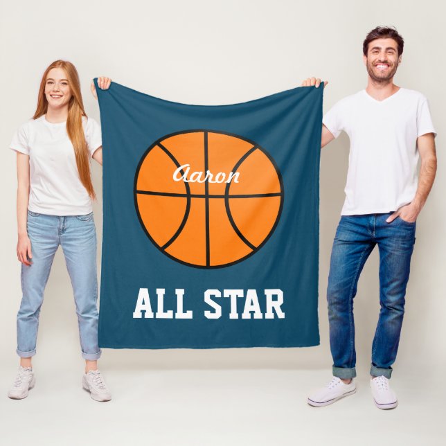 Personalized Bedroom Basketball Blanket Gift (In Situ)