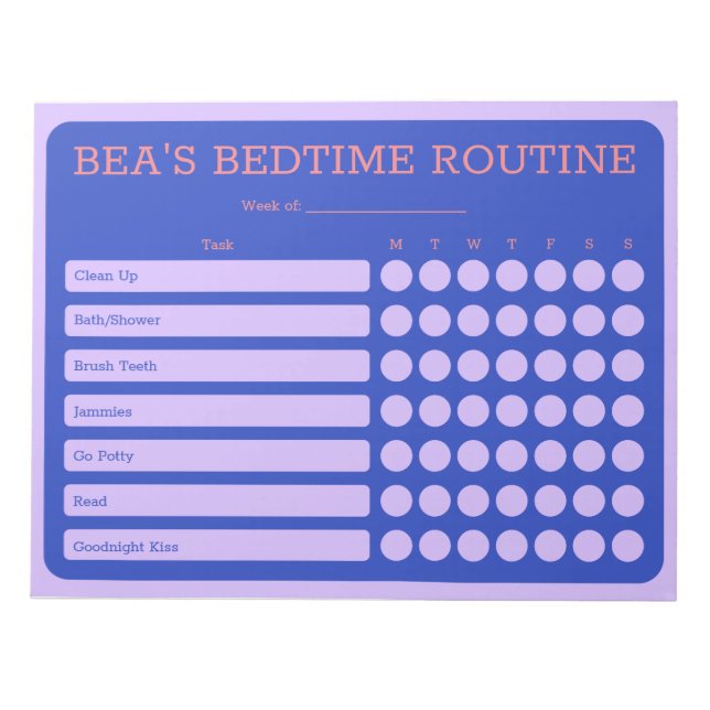 Personalized Bedtime 11" x 8.5" Notepad - 40 pages (Front)