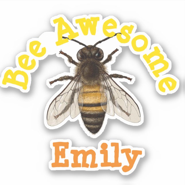 Personalized Bee Awesome Sticker (Front)
