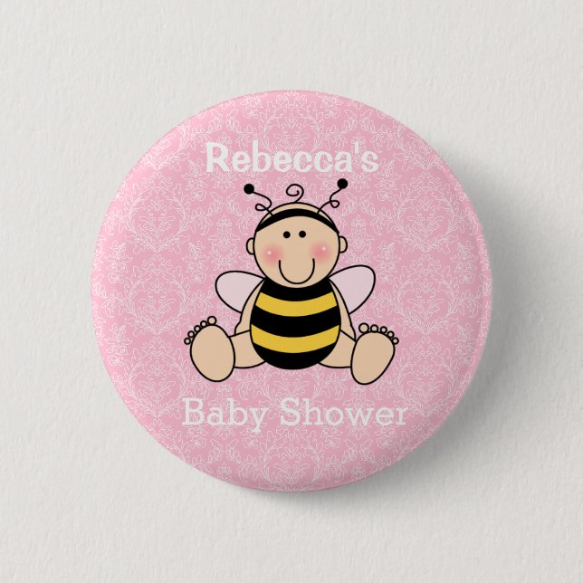 Personalized Bee Baby Shower Button (Front)