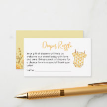 Personalized Bee Baby Shower Diaper Raffle Card