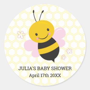 Personalized Bee Baby Shower Stickers – Baby Girl