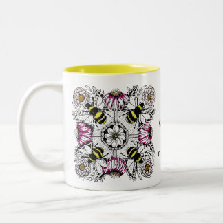 Personalized Bee Doodle Mindfulness Gift Two-Tone Coffee Mug