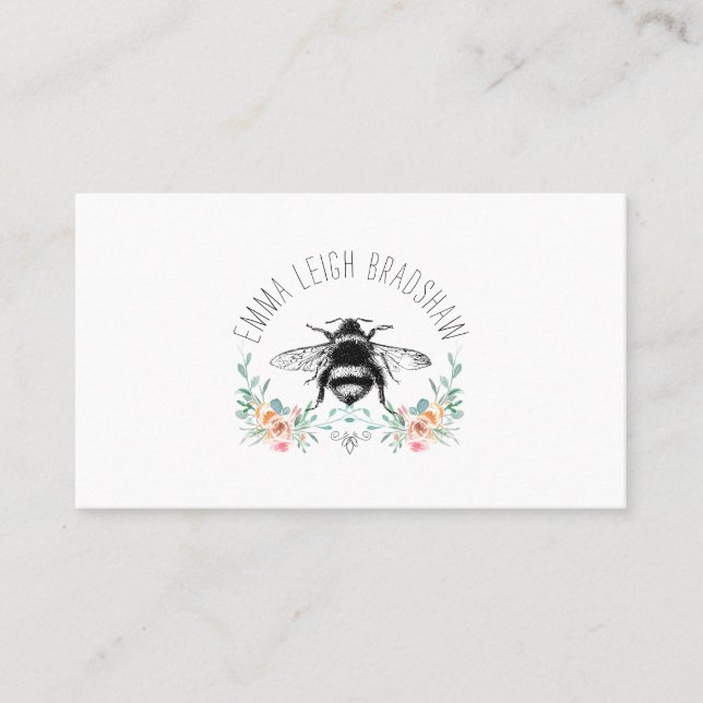 Personalized Bee Floral  Calling Card (Front)